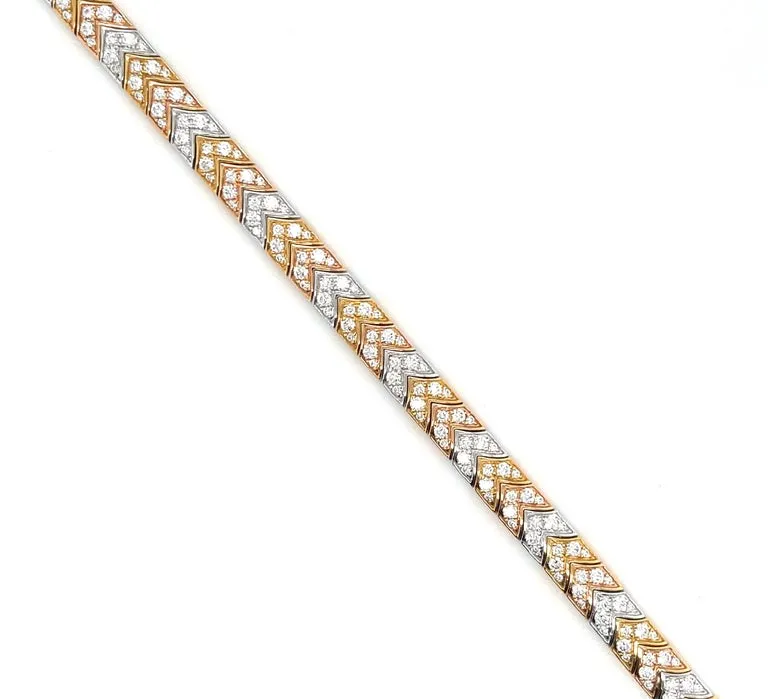 Diamond and 18k White, Yellow and Rose Gold Bracelet, 2.43 Carats Total