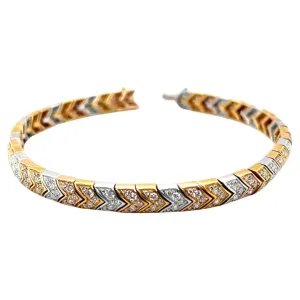 Diamond and 18k White, Yellow and Rose Gold Bracelet, 2.43 Carats Total