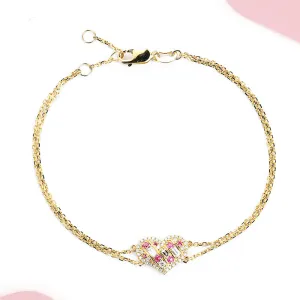Diamond and Pink Sapphire Heart Shape Bracelet