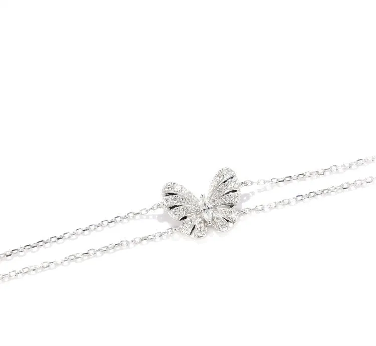 Diamond Butterfly Two-Strand Bracelet
