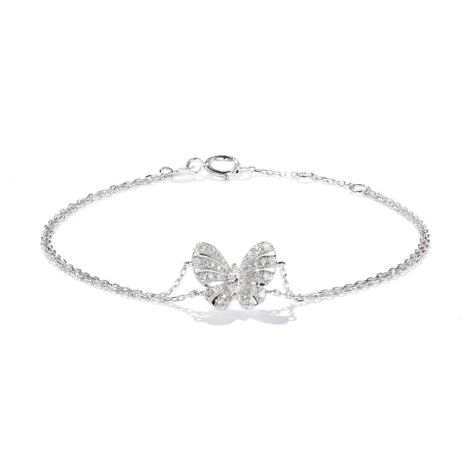Diamond Butterfly Two-Strand Bracelet
