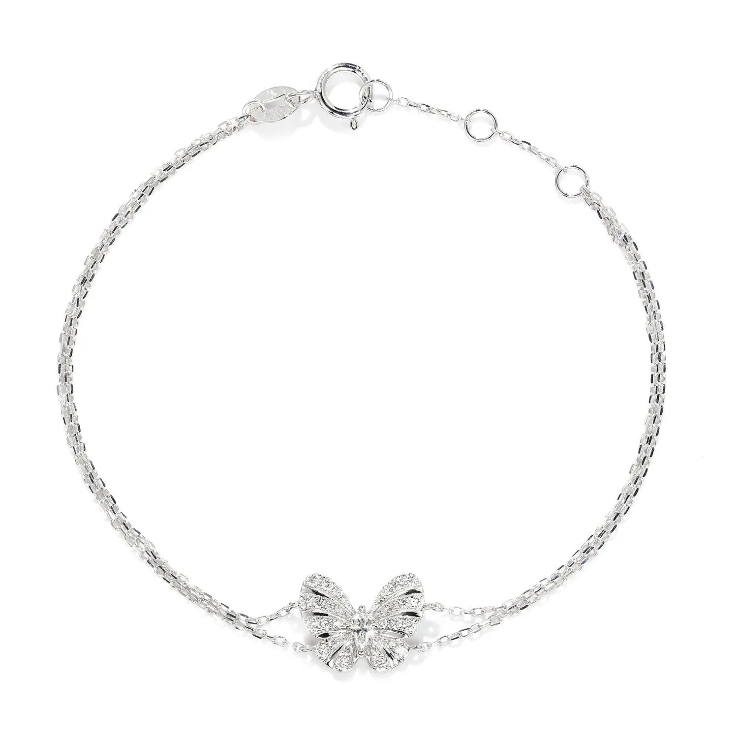 Diamond Butterfly Two-Strand Bracelet