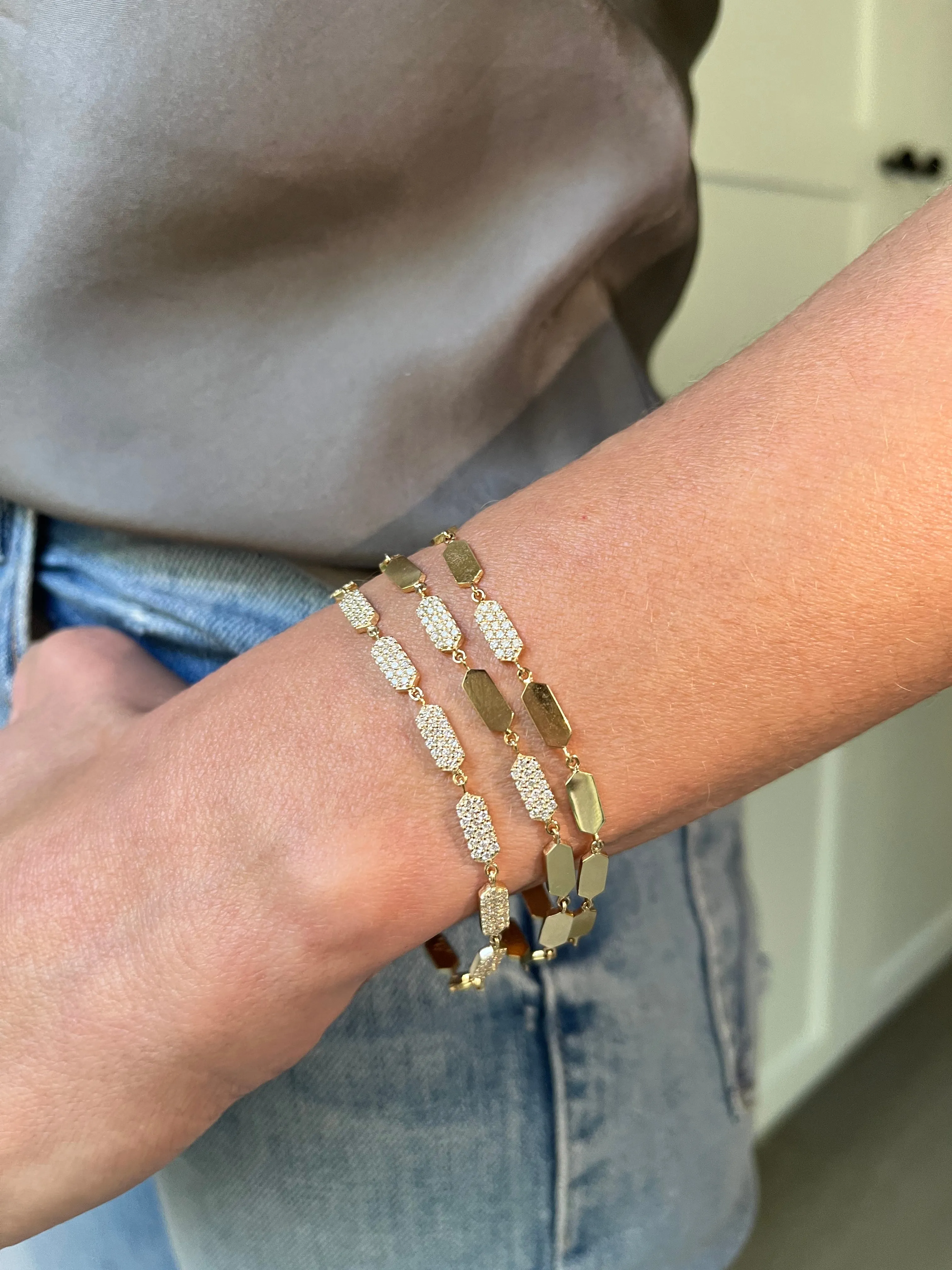 Diamond Confetti Bracelet - 3 Station | Yellow Gold