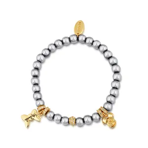 Disney by Couture Kingdom Mickey and Minnie Mouse Silver Beaded Bracelet