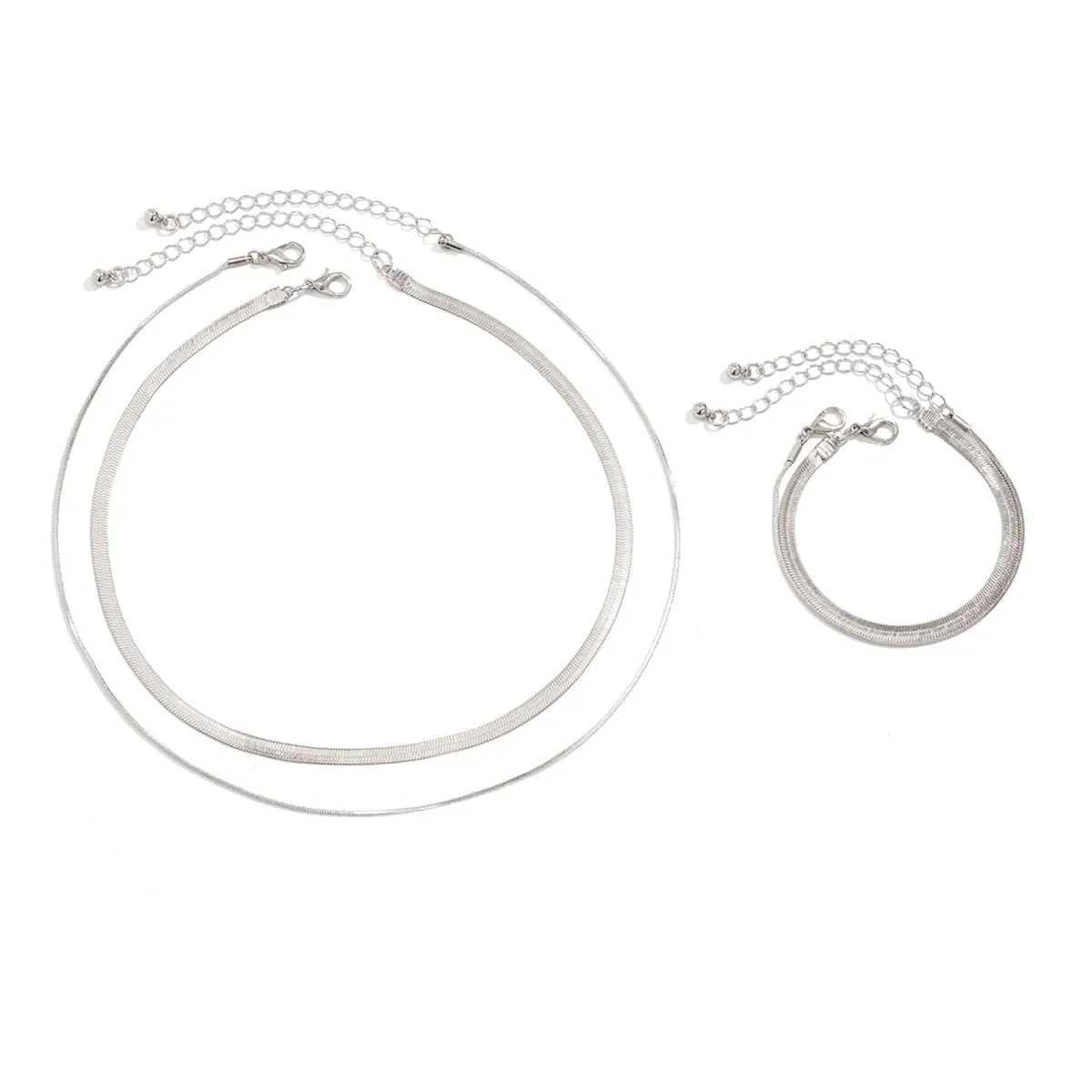 Elegant Layered Snake Chain Necklace Bracelet Set