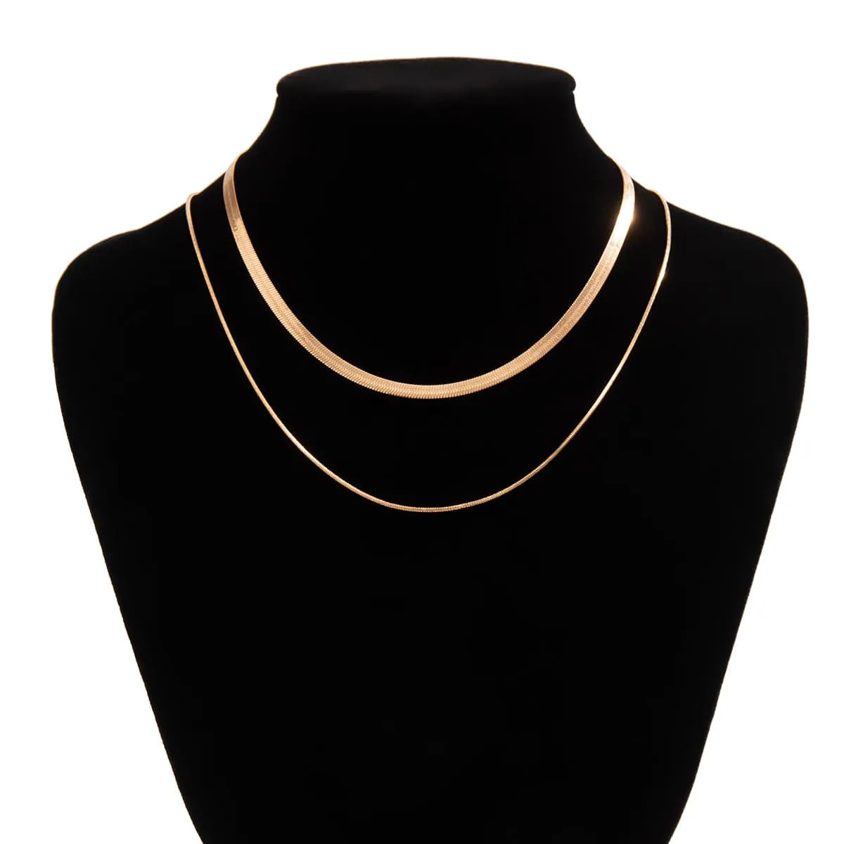 Elegant Layered Snake Chain Necklace Bracelet Set