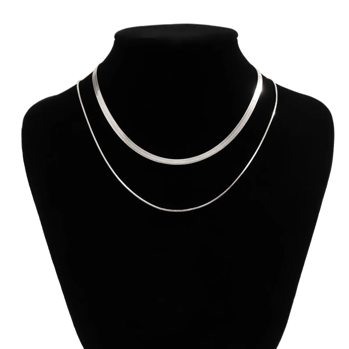 Elegant Layered Snake Chain Necklace Bracelet Set