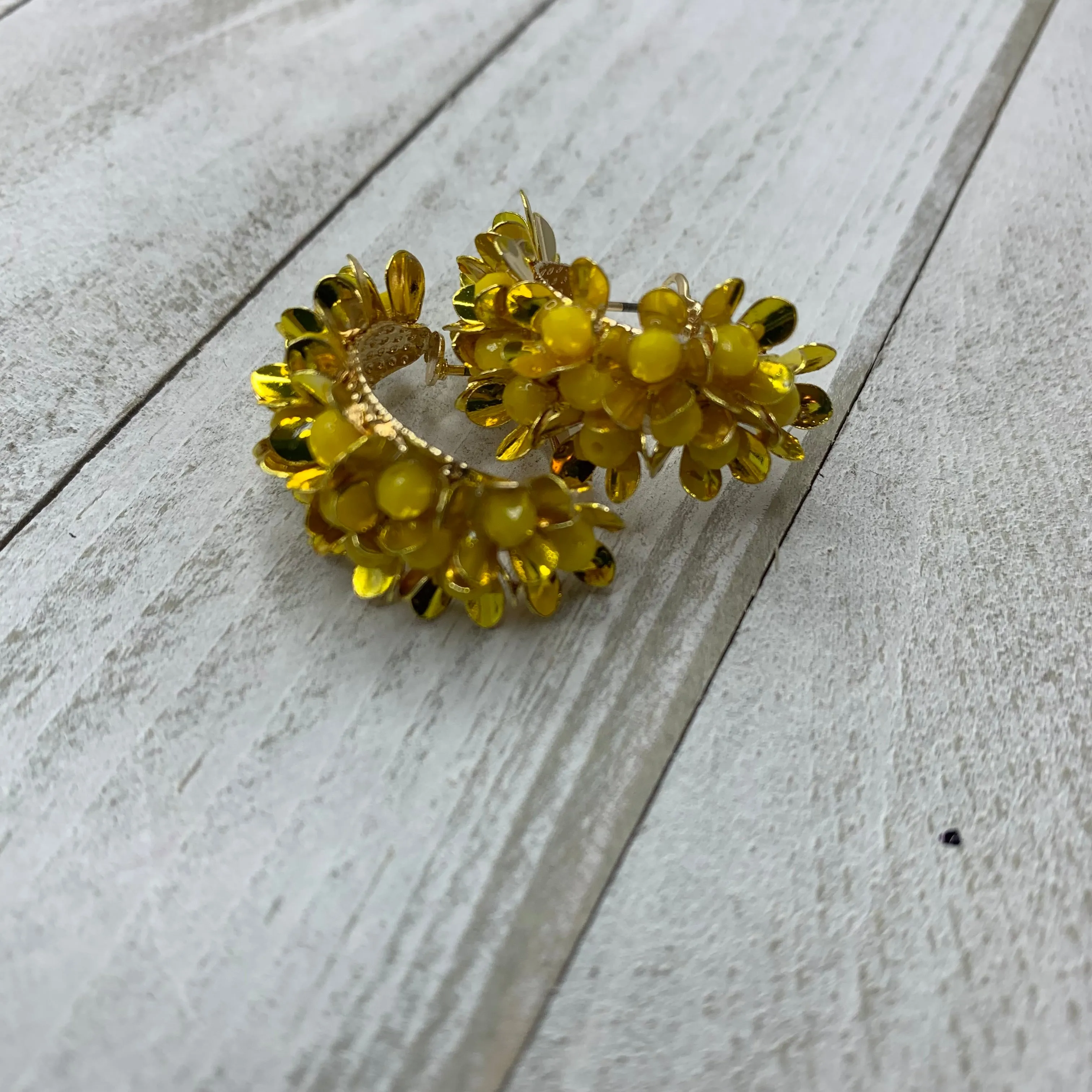 Enamel Gold Plated Small Flowers Hoops 200-12 | Erika Williner Designs