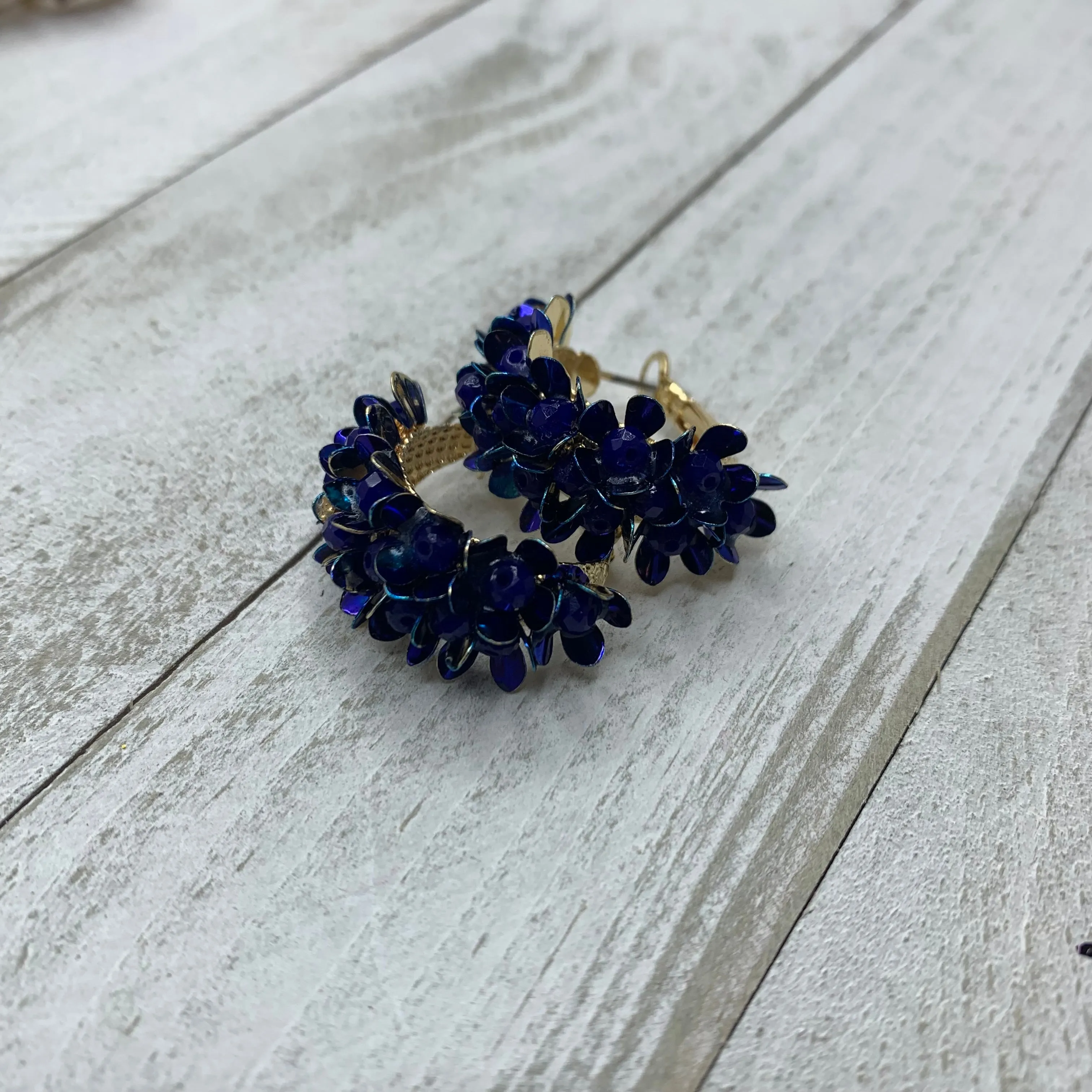 Enamel Gold Plated Small Flowers Hoops 200-12 | Erika Williner Designs