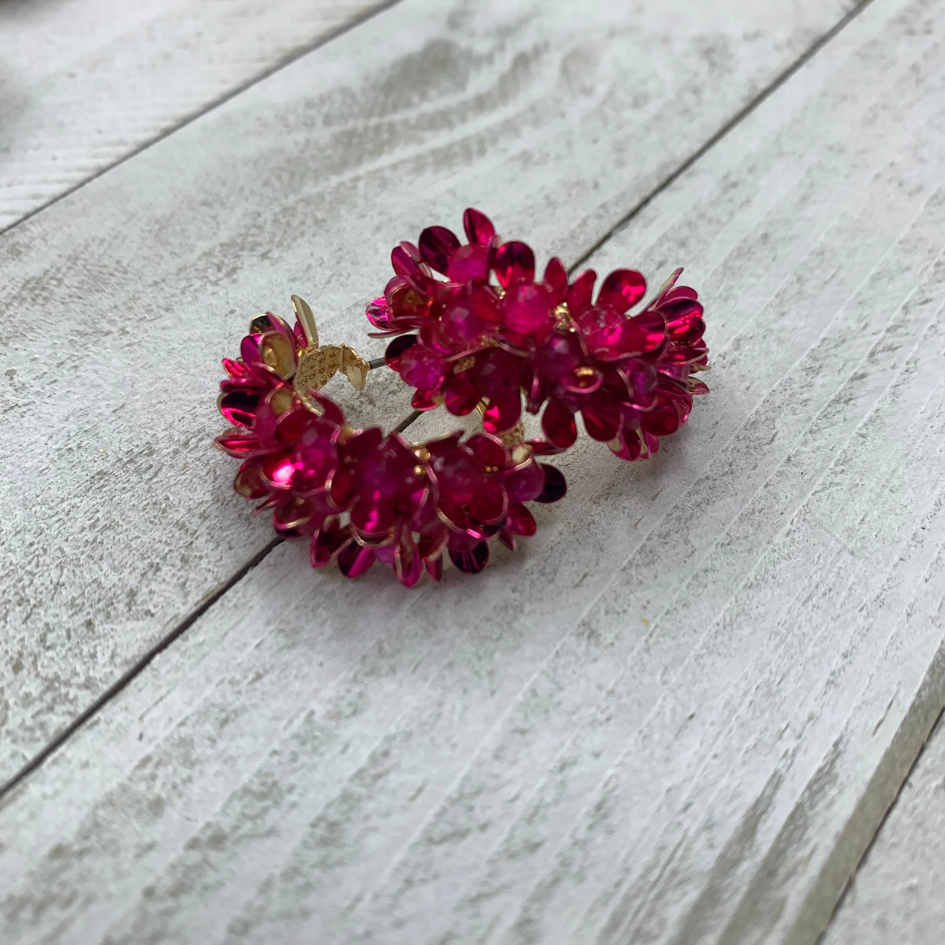 Enamel Gold Plated Small Flowers Hoops 200-12 | Erika Williner Designs