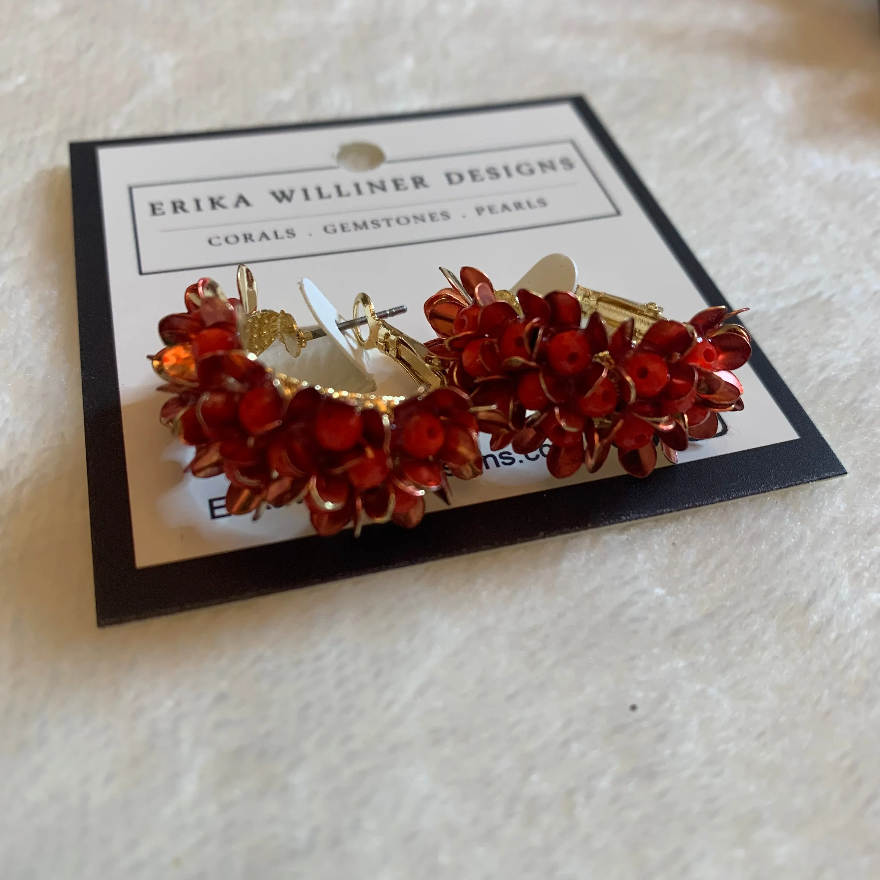 Enamel Gold Plated Small Flowers Hoops 200-12 | Erika Williner Designs