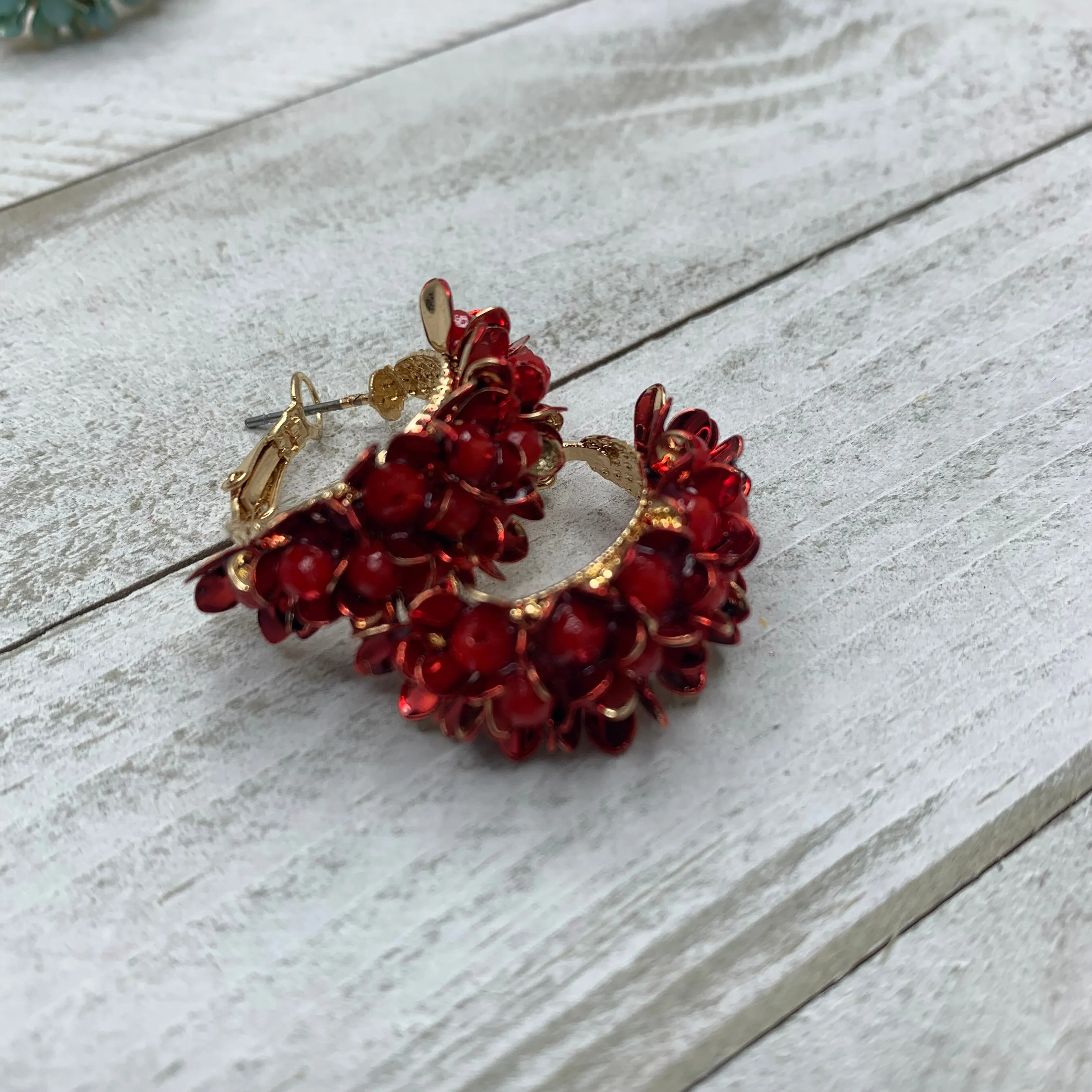 Enamel Gold Plated Small Flowers Hoops 200-12 | Erika Williner Designs