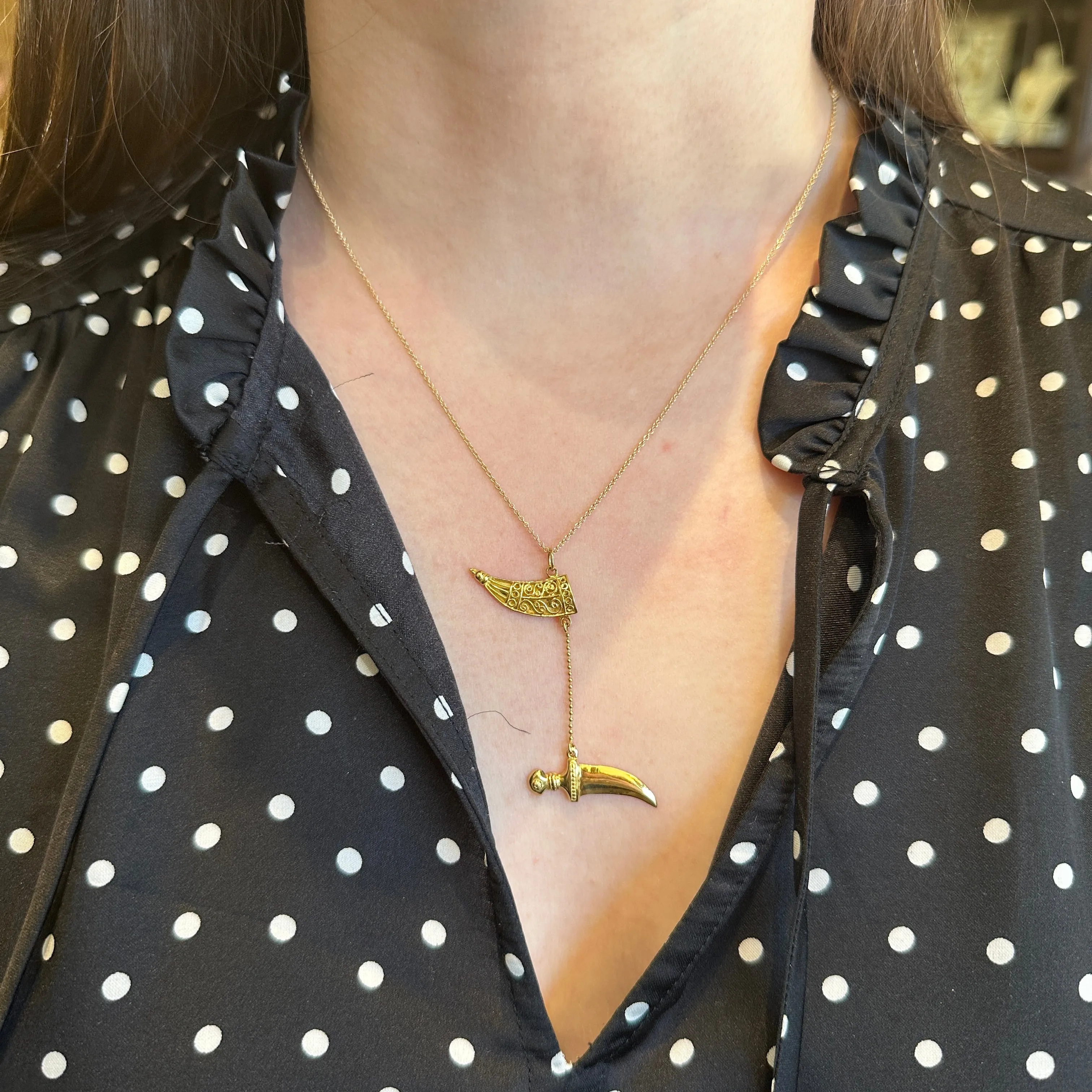 Estate 18K Yellow Gold Dagger and Sheath Charm