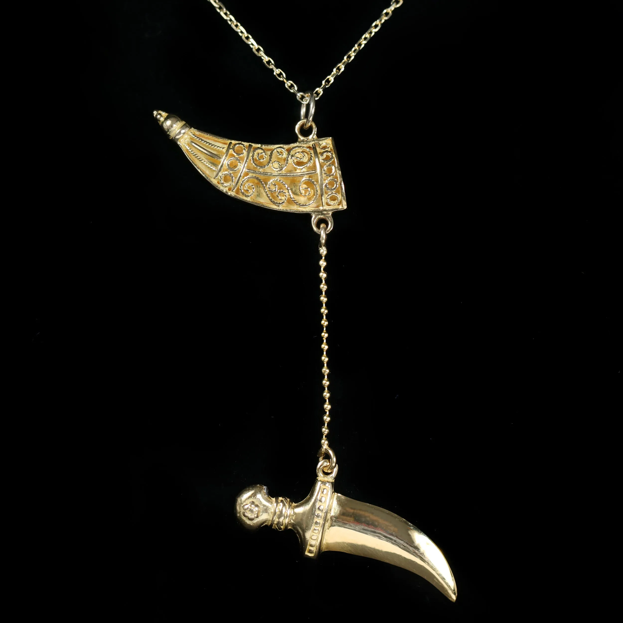 Estate 18K Yellow Gold Dagger and Sheath Charm
