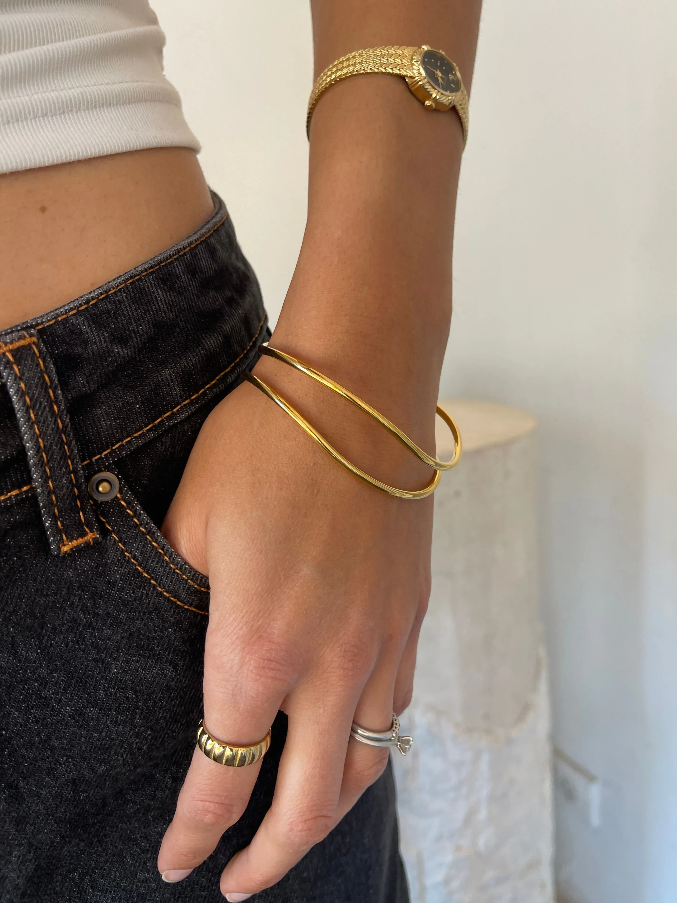 Ezra Wave Cuff Bangle