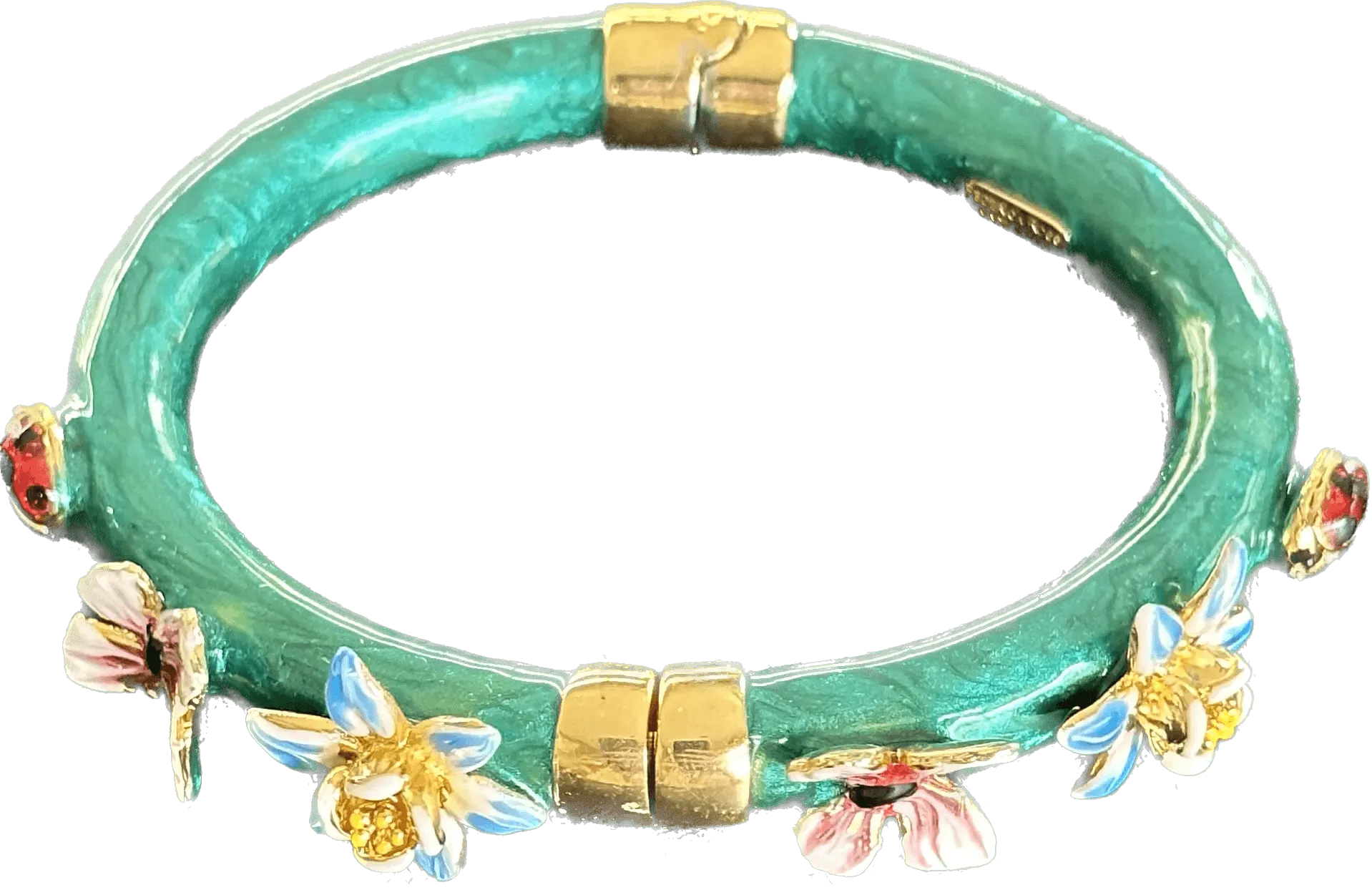 Federica Rossi Rigid Green Network Bracelet with butterflies Fr.Br.05/2