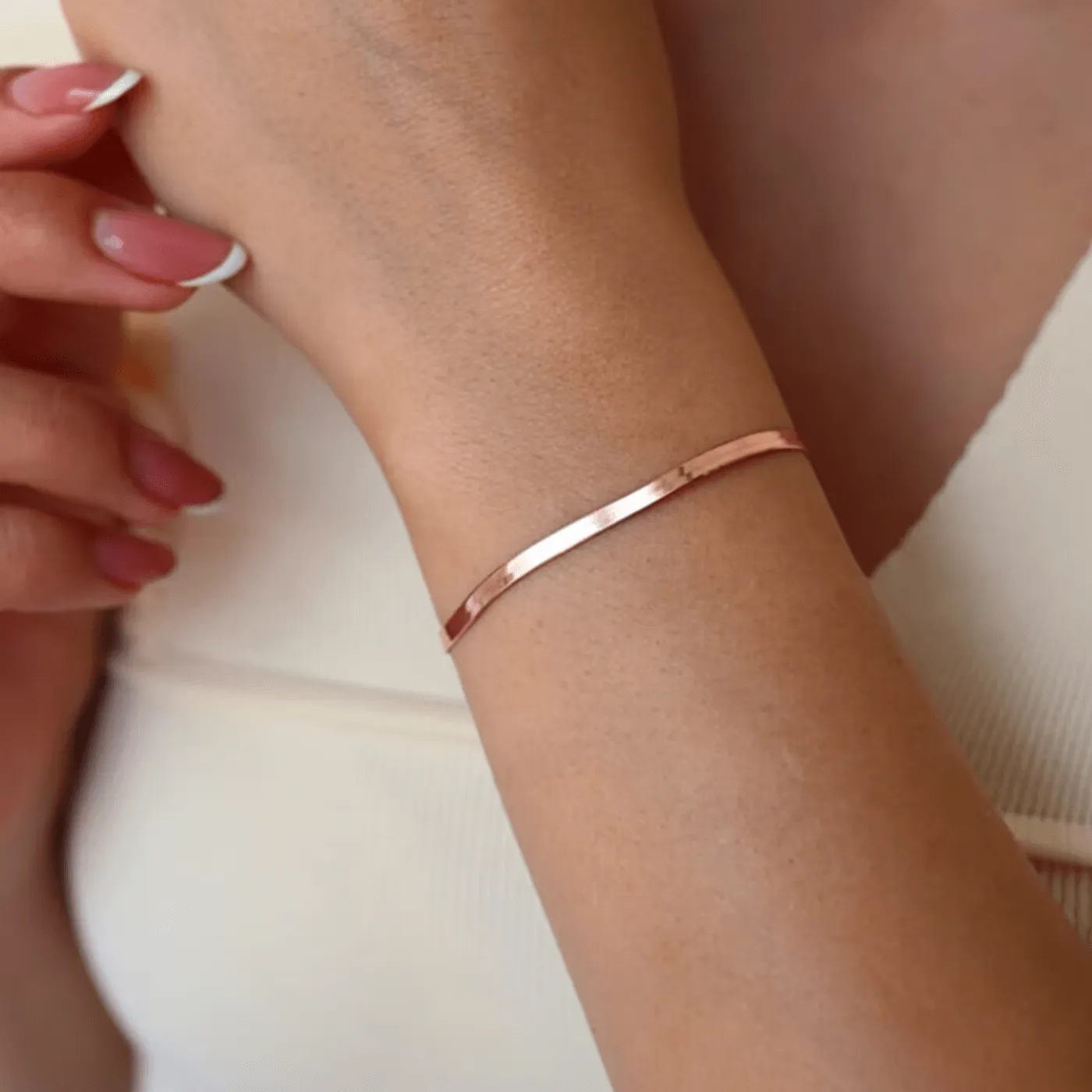 Flat Snake Chain Bracelet 925 Silver Jewelry