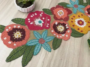 Floral Spring Beaded Table Runner