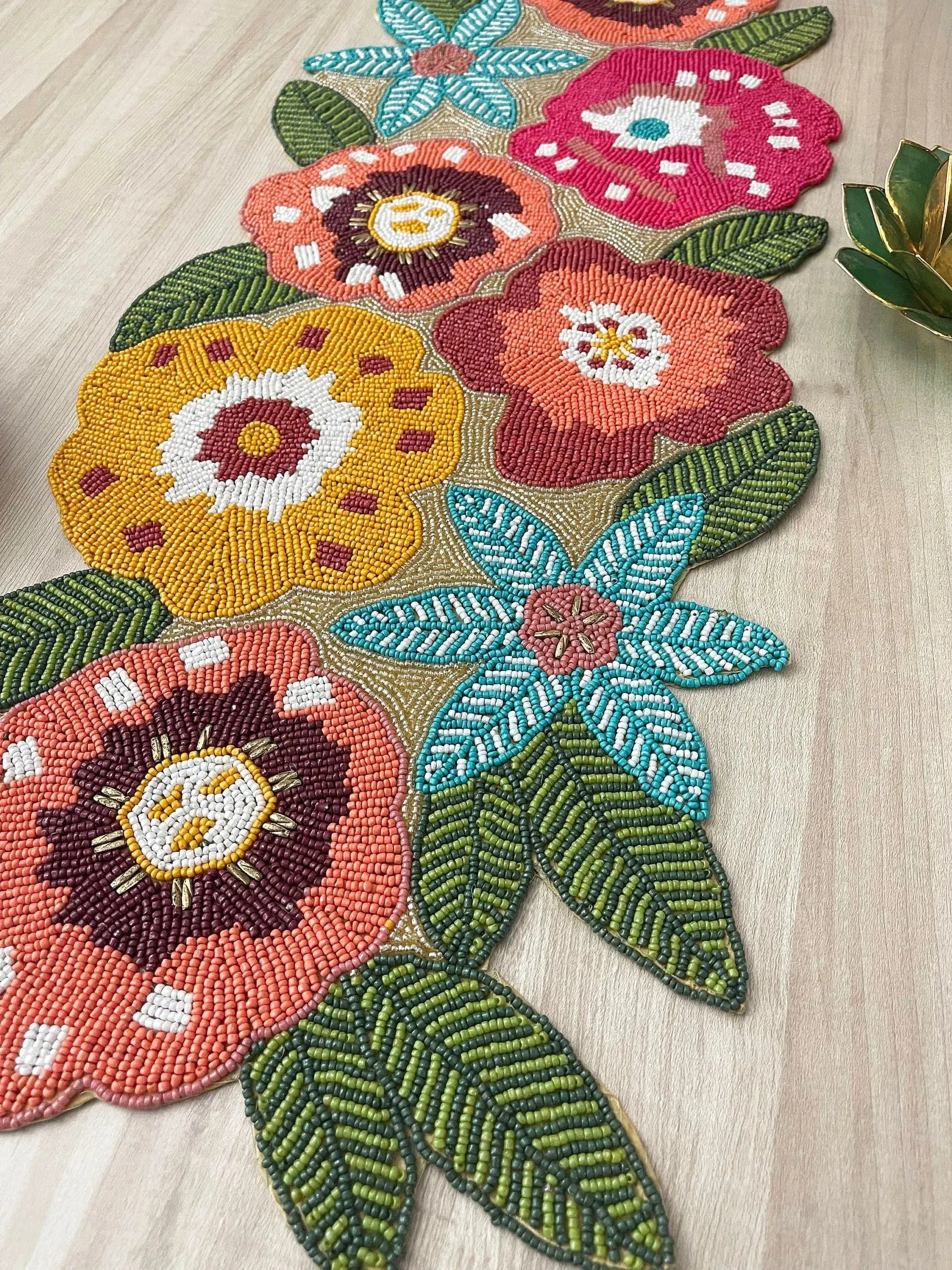 Floral Spring Beaded Table Runner