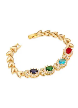 Flowers with Multicolor 18K Gold Plated Bracelet
