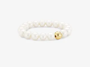 Freshwater Pearl Bracelet with Gold Vermeil Perforated Ball