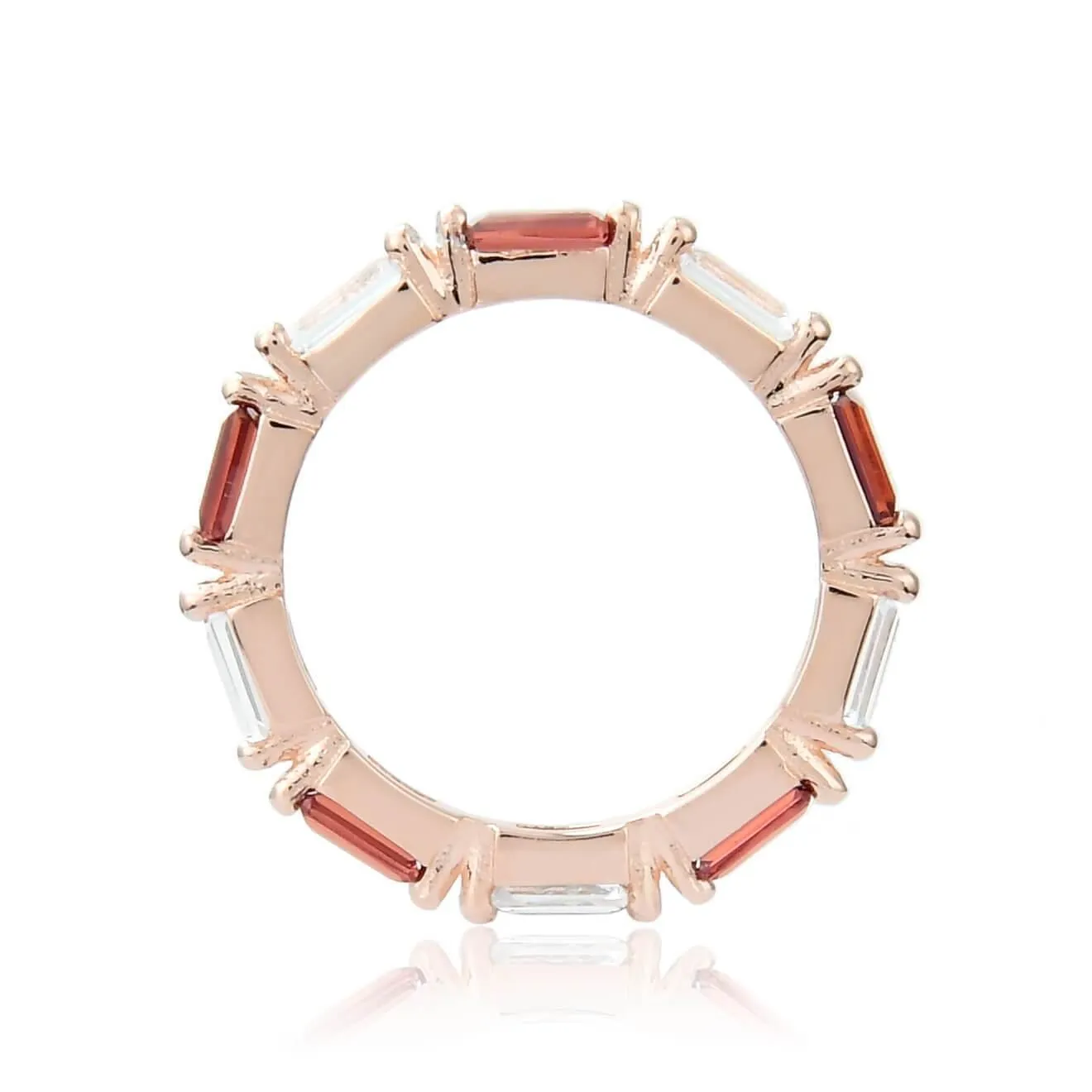 Garnet and White Topaz Eternity Ring