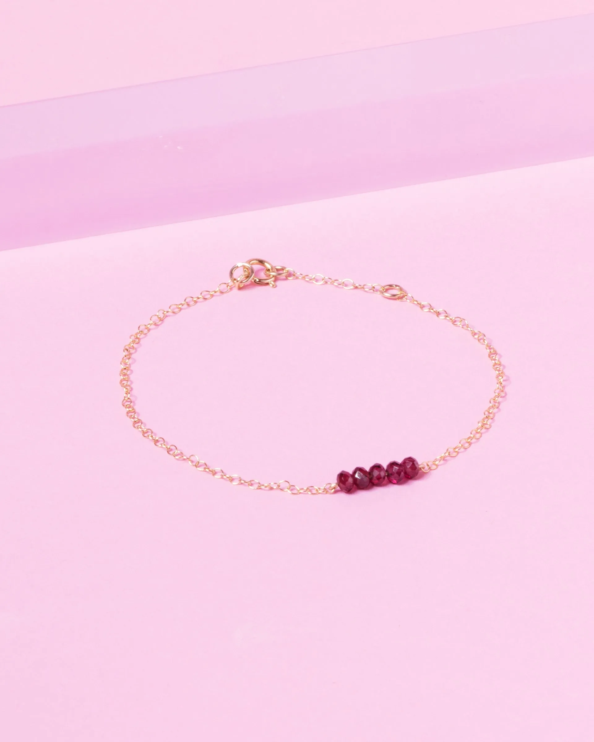 GARNET CLUSTER 14K GOLD FILLED BRACELET