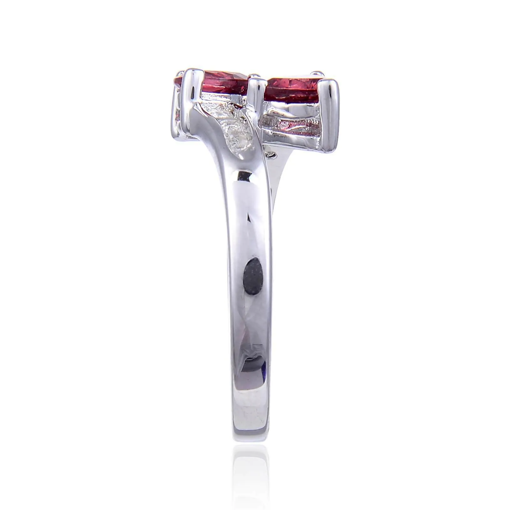 Garnet Dual Stone Trillon Ring