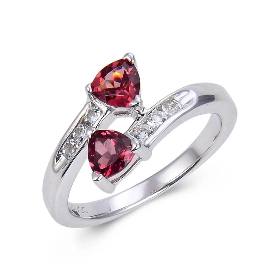 Garnet Dual Stone Trillon Ring