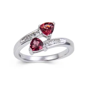 Garnet Dual Stone Trillon Ring