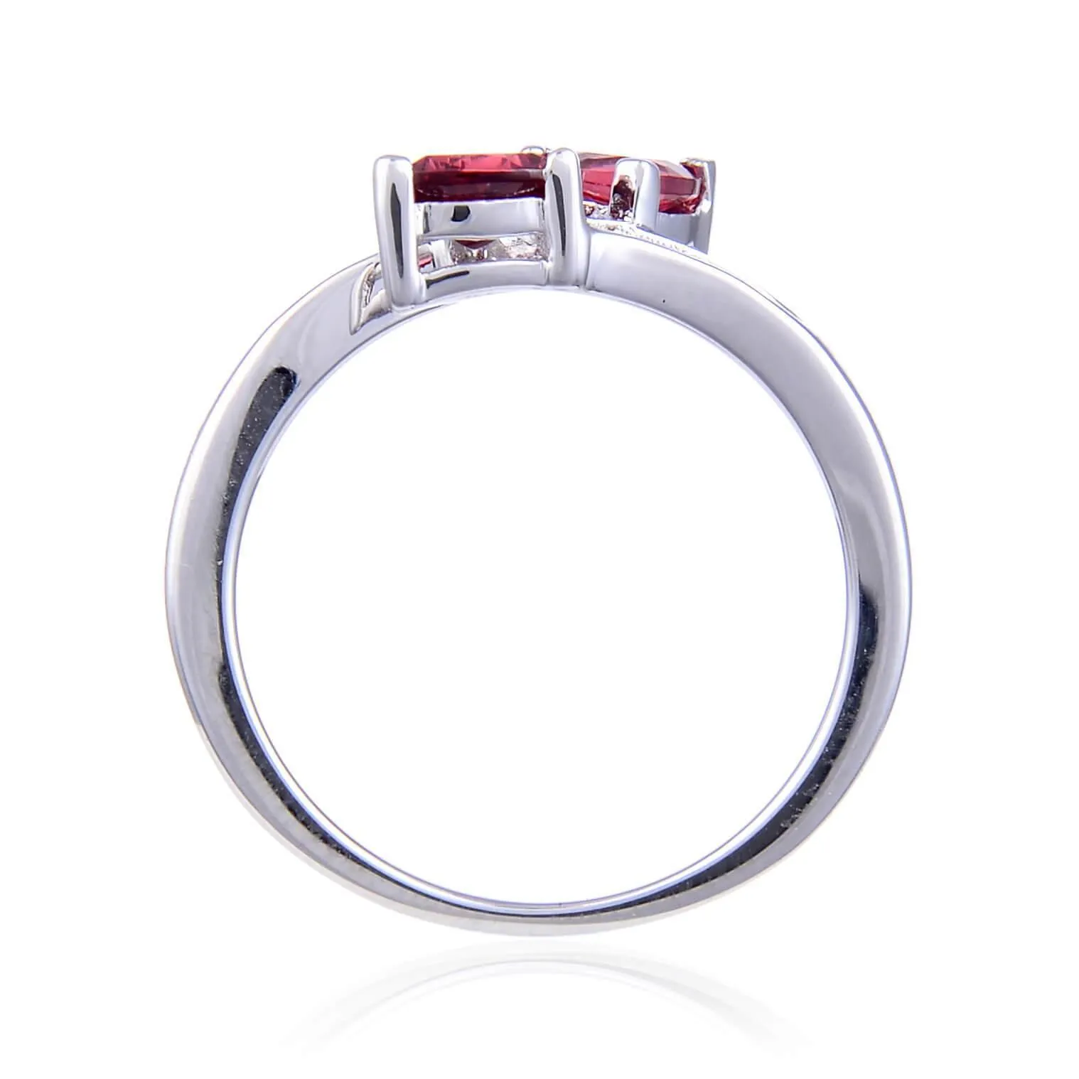 Garnet Dual Stone Trillon Ring