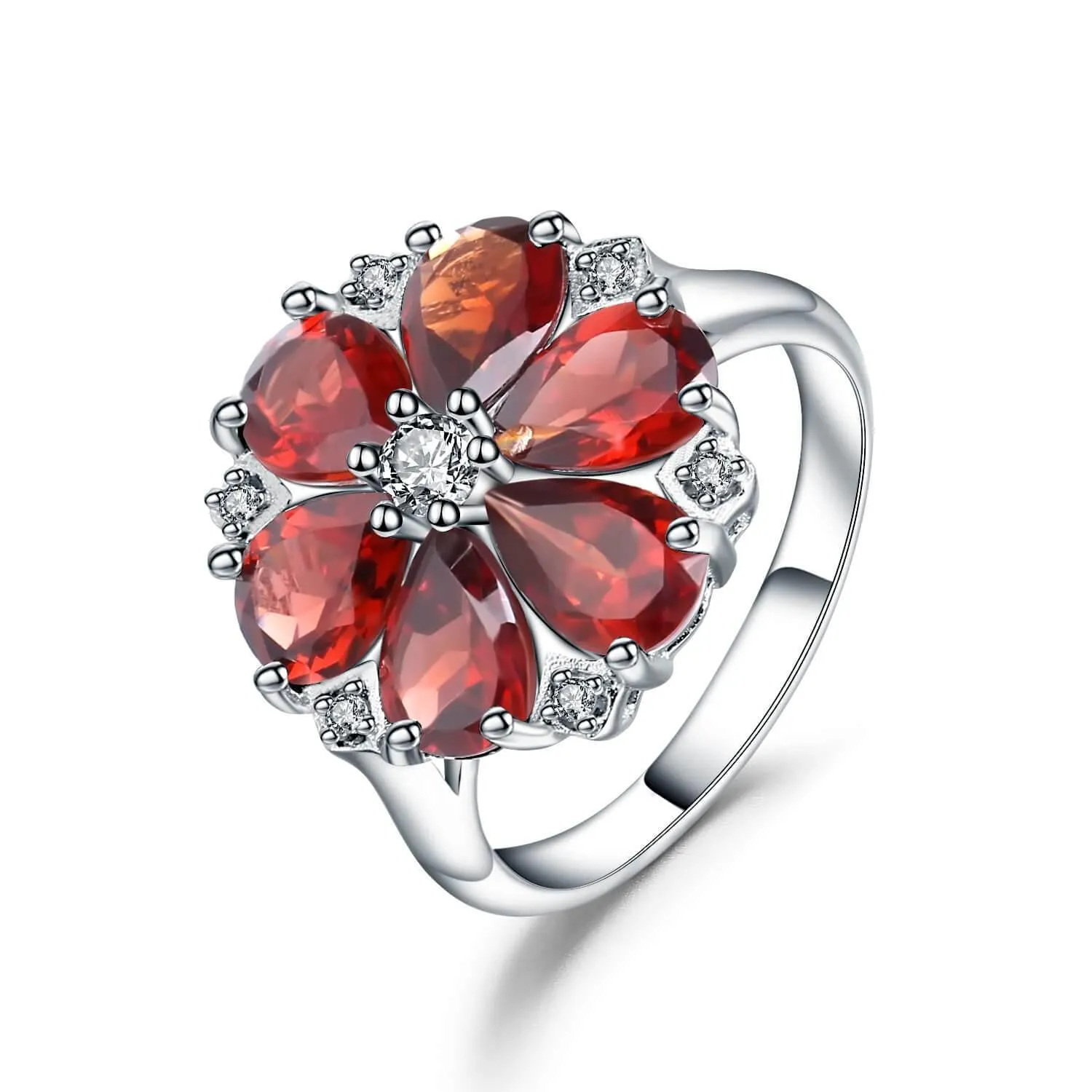 Garnet Flower Fashion Ring