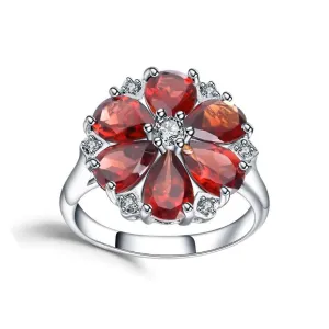 Garnet Flower Fashion Ring