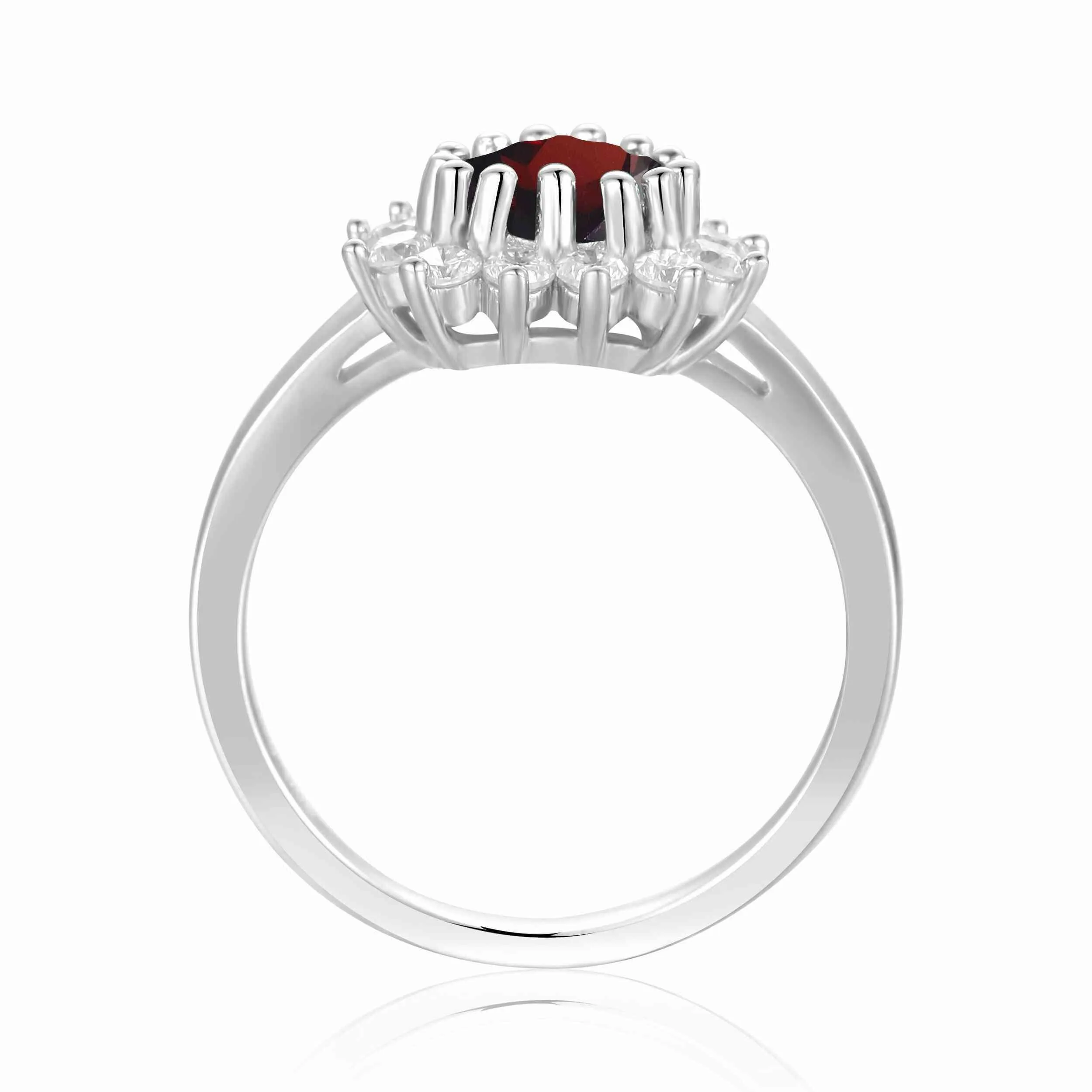 Garnet Halo Heart Ring