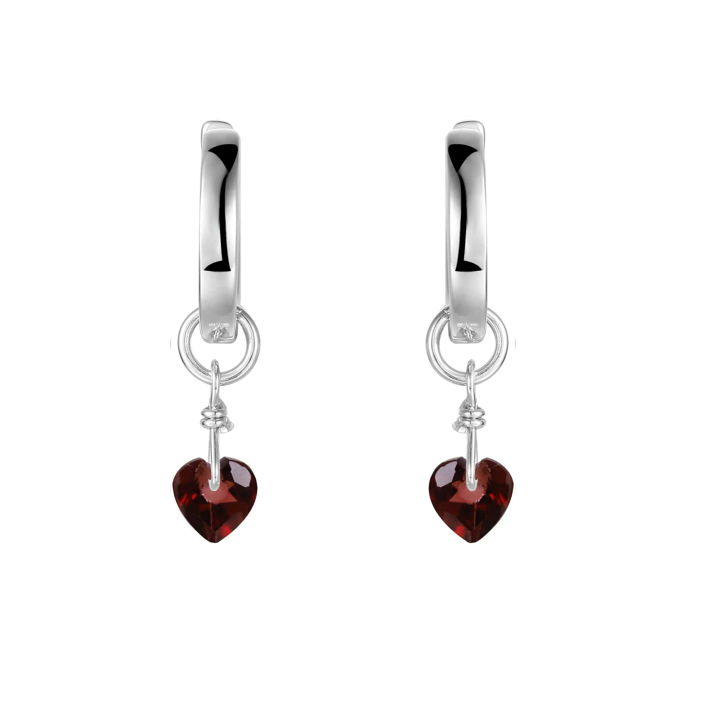 Garnet Heart Earrings