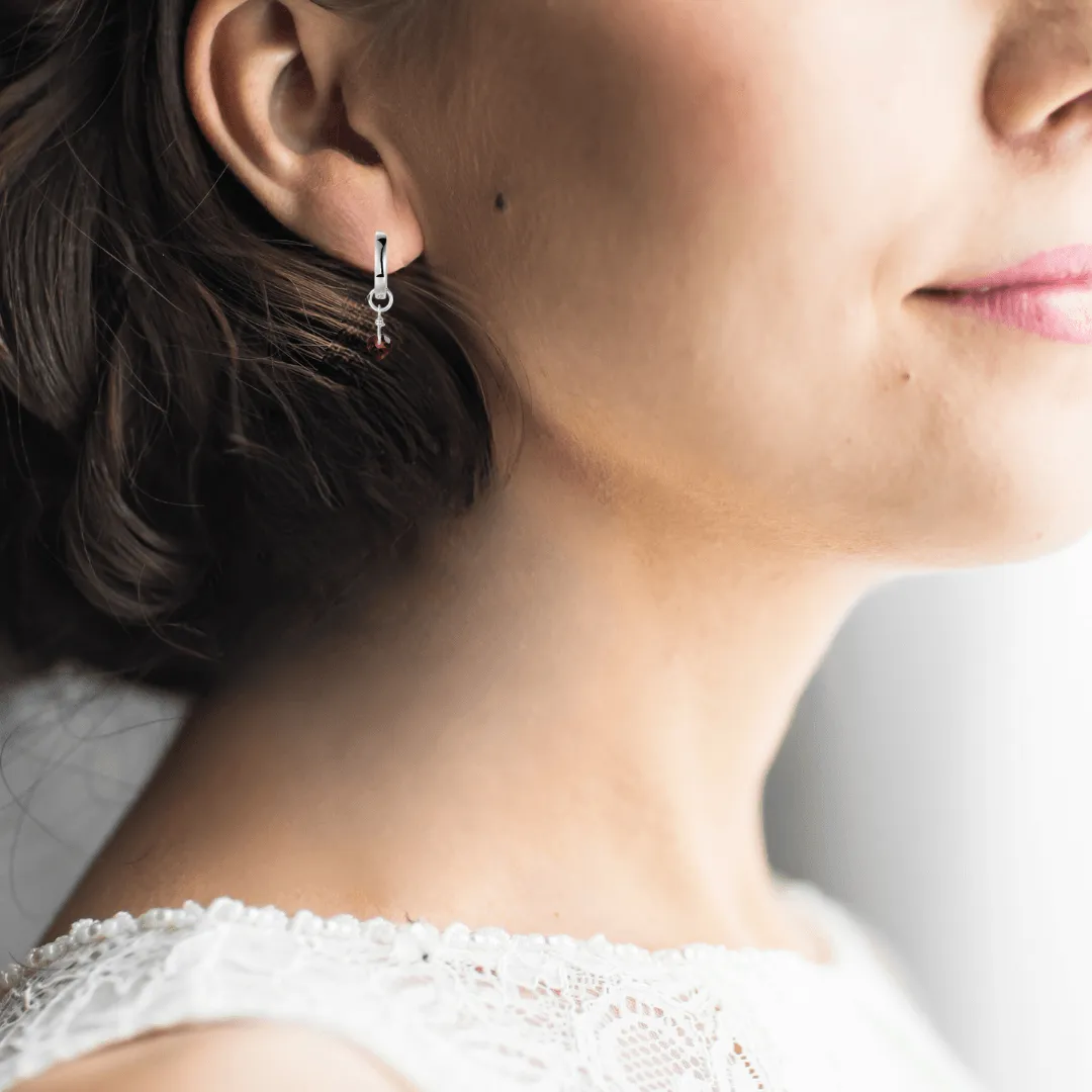 Garnet Heart Earrings