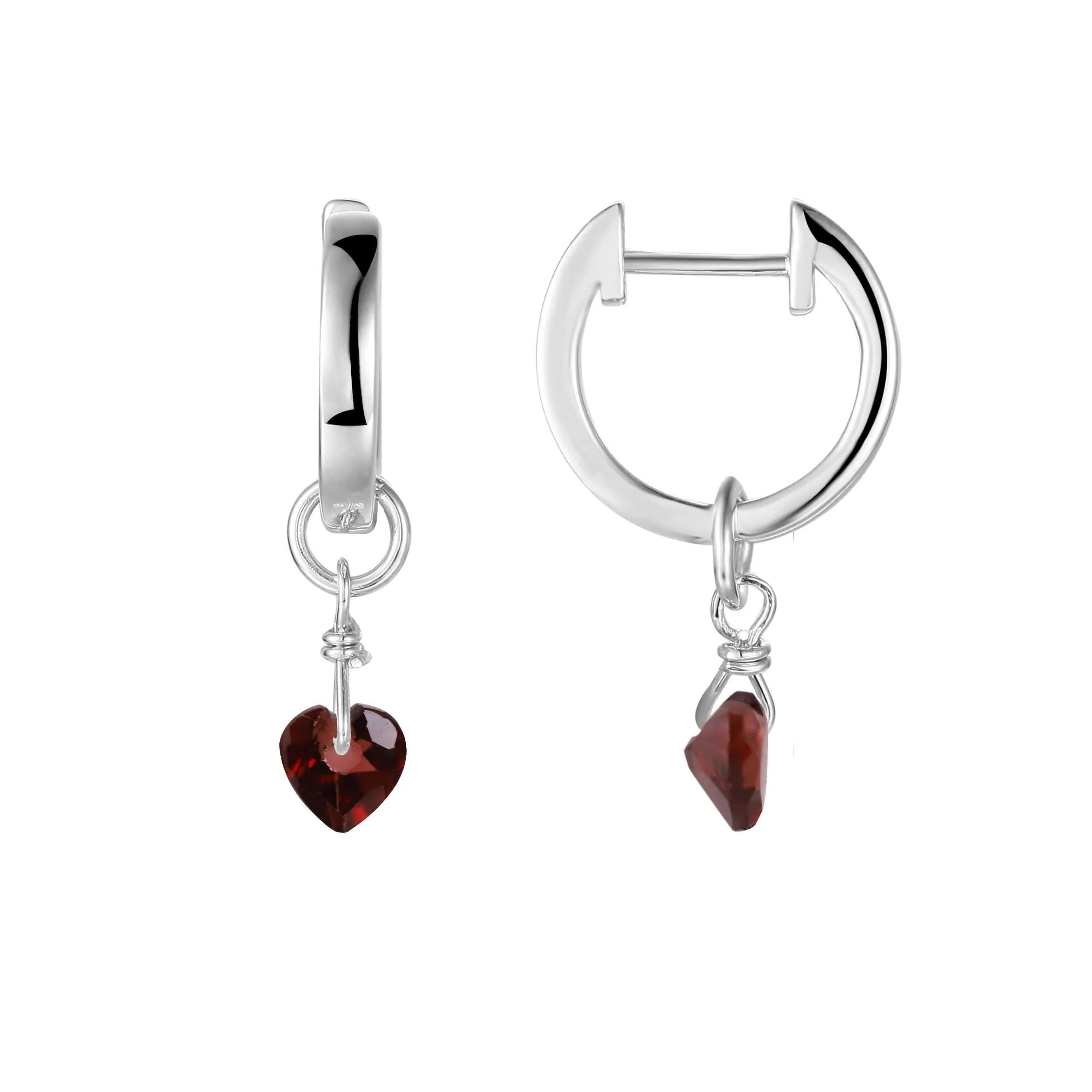 Garnet Heart Earrings