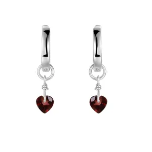 Garnet Heart Earrings