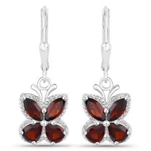 Genuine Garnet Butterfly Earrings