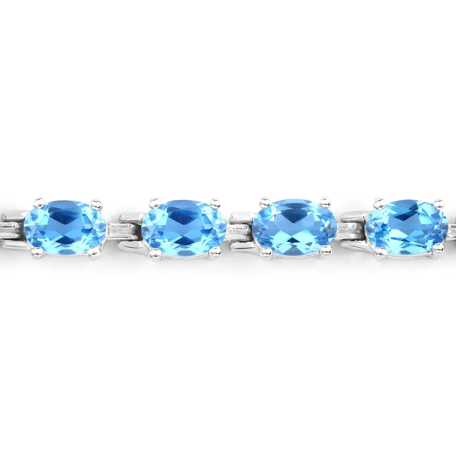 Genuine Swiss Blue Topaz Tennis Bracelet Silver