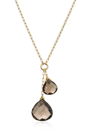 Gifts for Grads - Smoky Quartz Double Drop Necklace