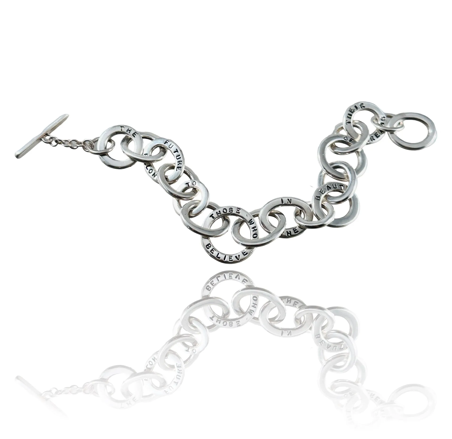 GK Designs Sterling Silver Heavy Link Quote Bracelet