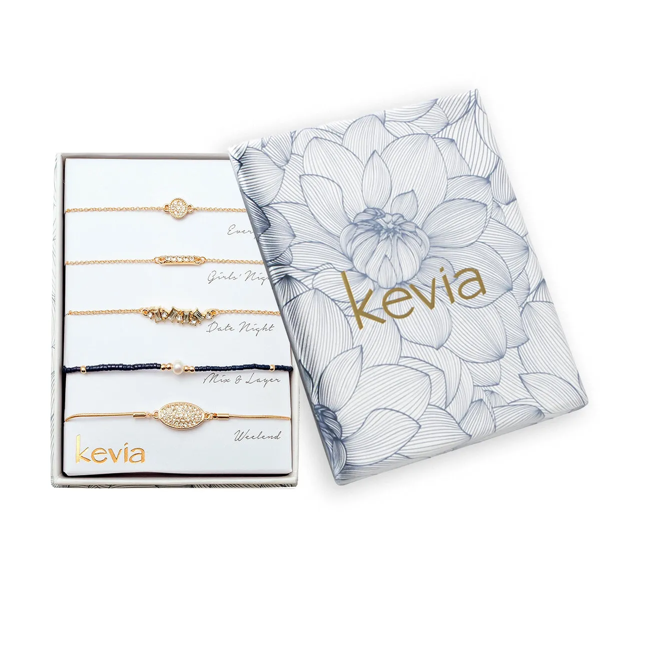 Gold & Cubic Zirconia Delicate Bracelet Set