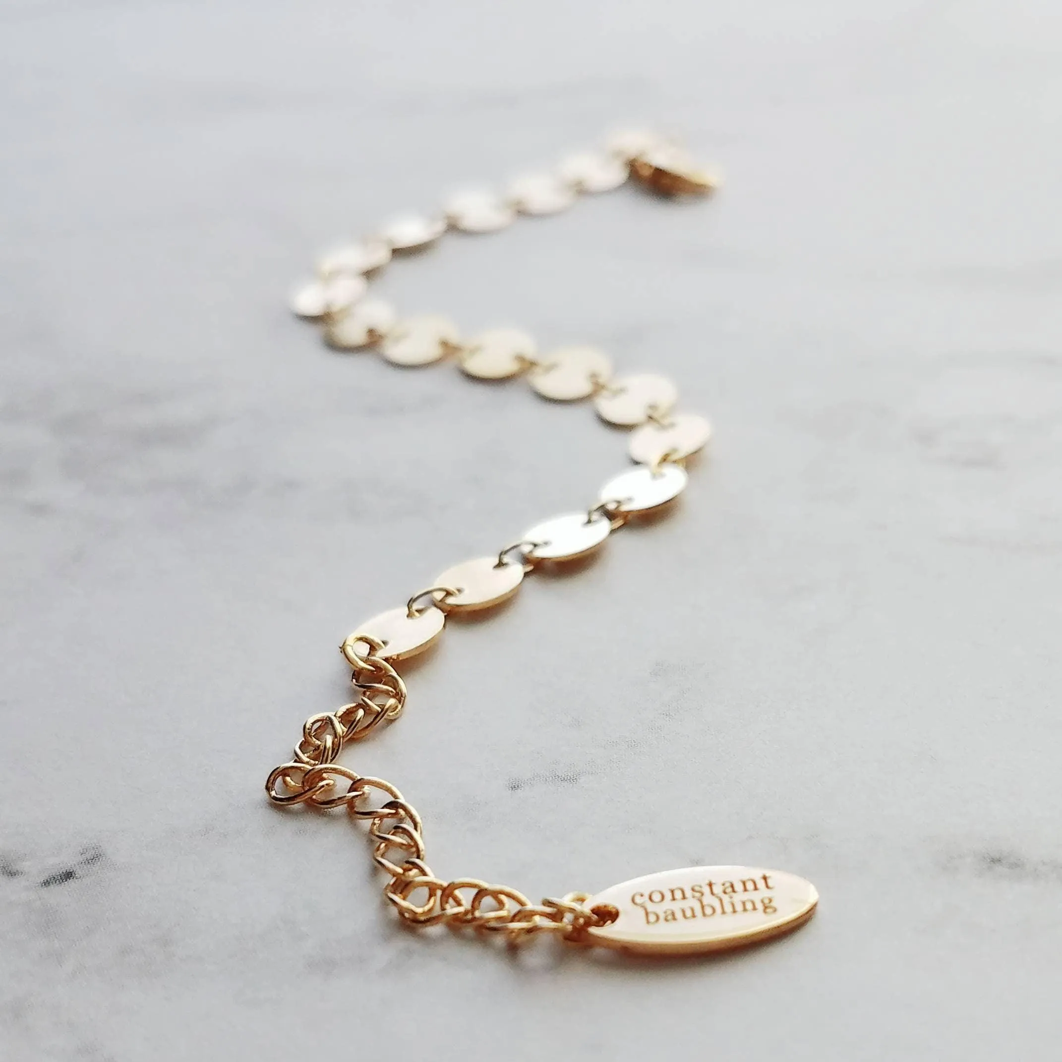 Gold Disk Bracelet, tiny gold coin bracelet, round connected discs, small circles bracelet sequin bracelet delicate gold bracelet coin chain