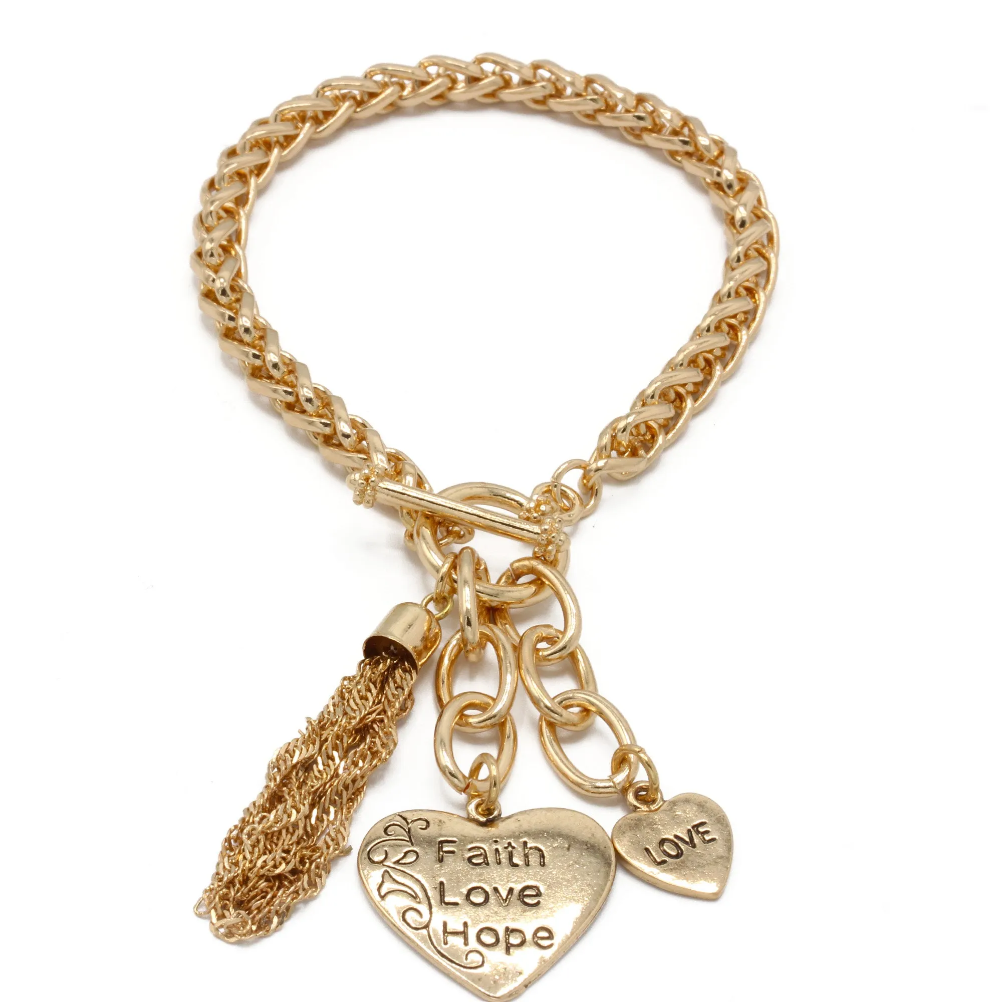 Gold Tassel and Heart Charm Bracelet  #FW1203248 (IG16/UH3)