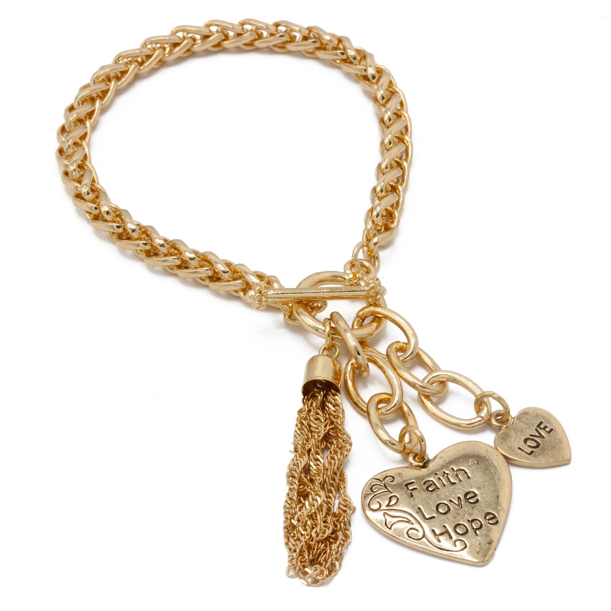 Gold Tassel and Heart Charm Bracelet  #FW1203248 (IG16/UH3)