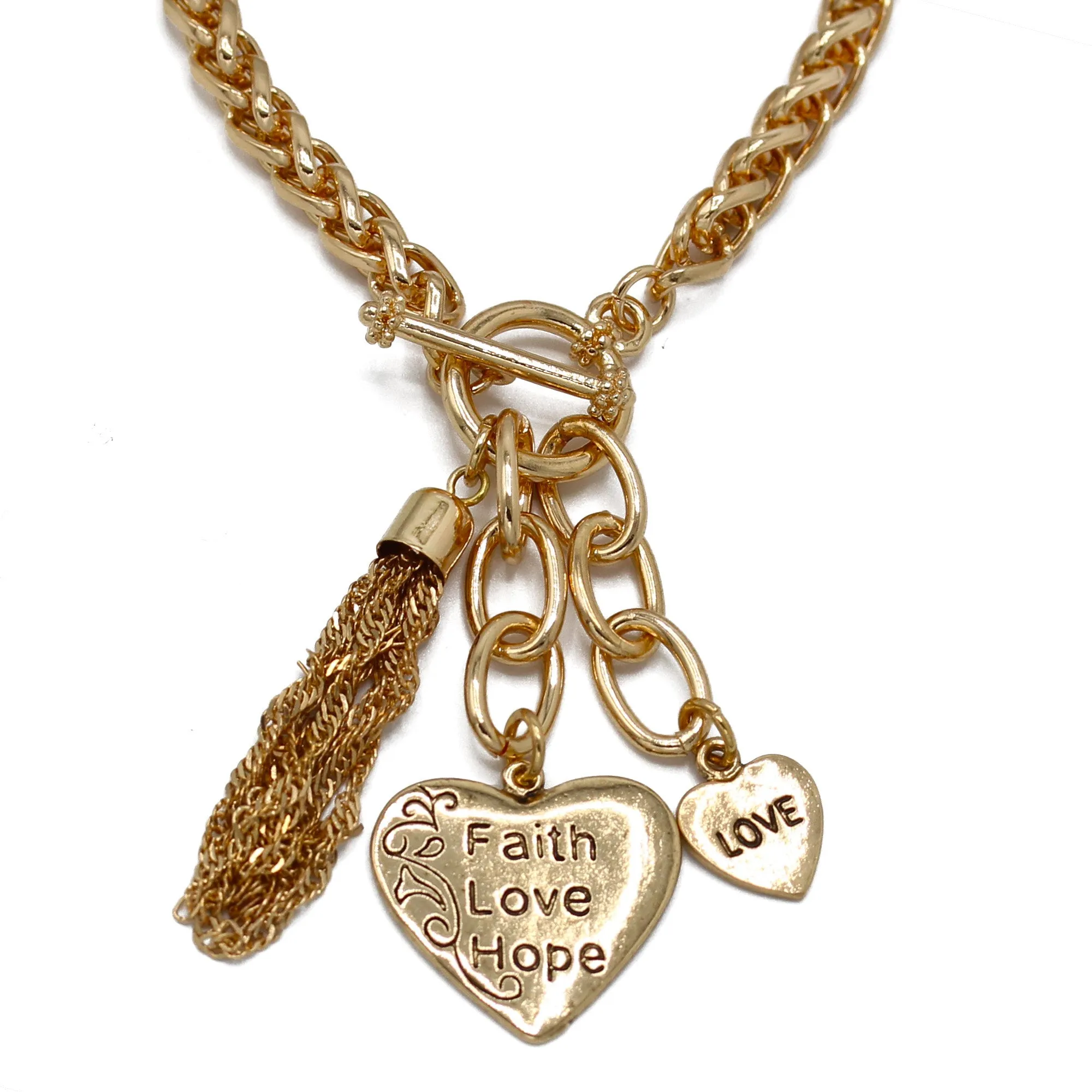 Gold Tassel and Heart Charm Bracelet  #FW1203248 (IG16/UH3)