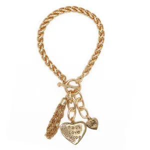 Gold Tassel and Heart Charm Bracelet  #FW1203248 (IG16/UH3)