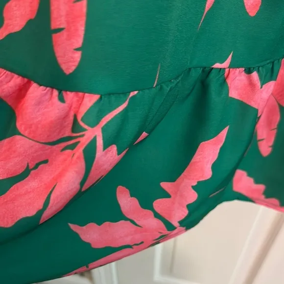 Green and Pink Floral Midi Dress