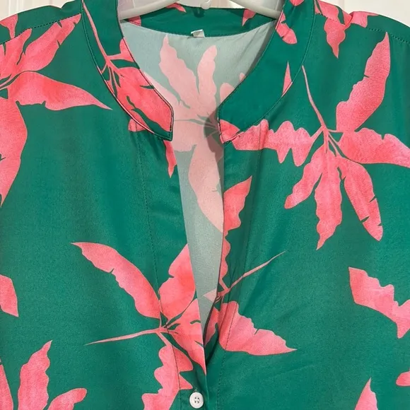Green and Pink Floral Midi Dress